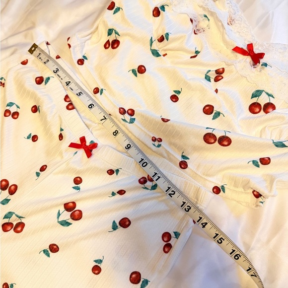 Cherry Print Lace Pajama Set – Size L - Picture 4 of 9